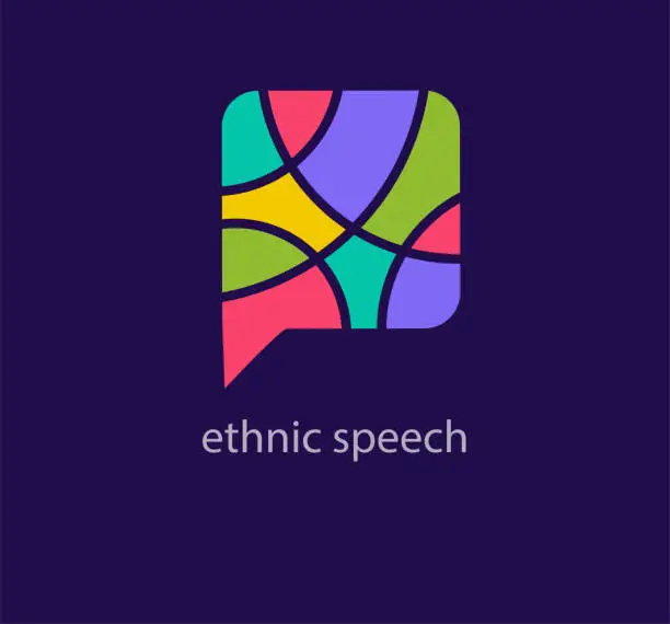 Vector illustration of Modern ethnic speech bubble logo.