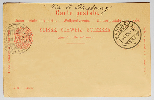 a vintage blank postcard sent from German post office in Peking, China in 1900s,  ready for any usage of  historic events background related to mail delievery description.