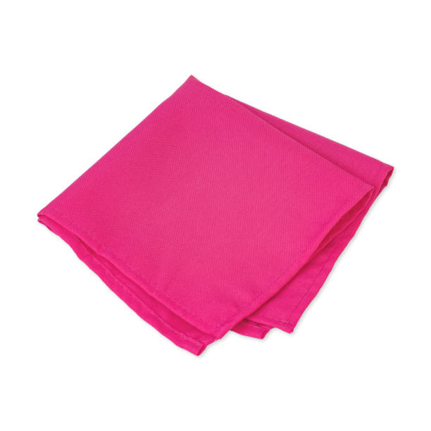 istock Folded pink tissue napkin isolated over white background 1471719946