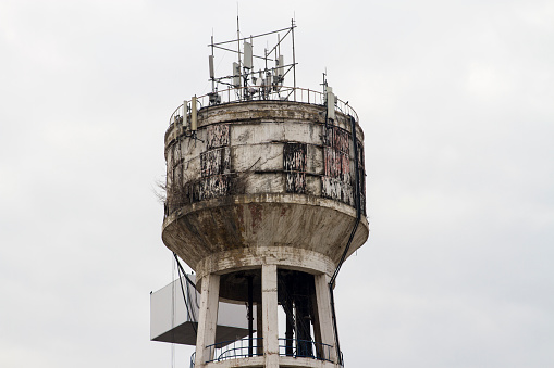 Old Water Tank Full Of Telephone Transmitters