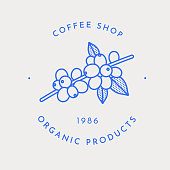 istock Coffee logo template. Coffee branch. Line art. 1471721039