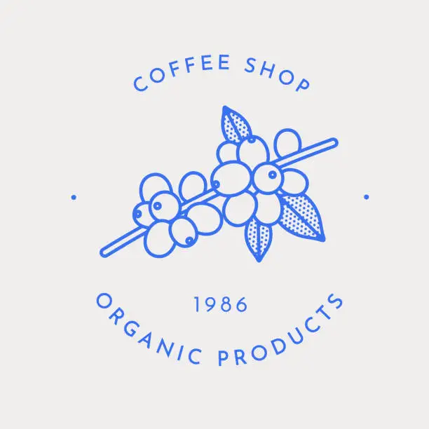 Vector illustration of Coffee logo template. Coffee branch. Line art.