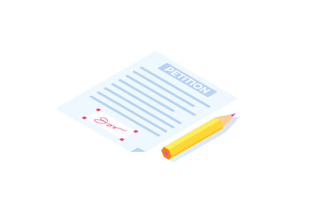 An appeal document or form. Petition online isometric concept. Vector illustration An appeal document or form. Petition online isometric concept. Vector illustration petition stock illustrations