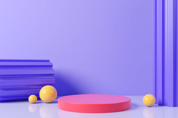 istock Platform and colorful decoration, mockup for product display 1471726425