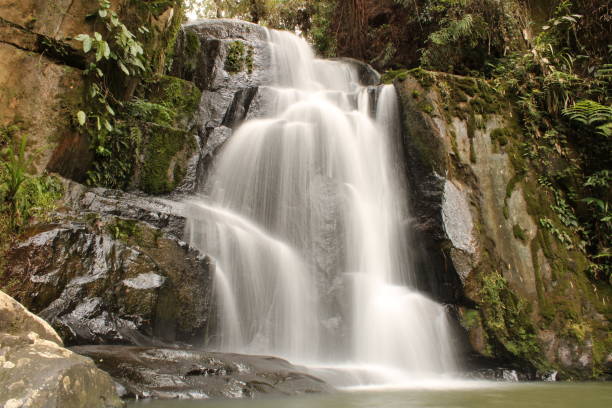 blurred beauty: capturing the motion of a waterfall - outdoor pursuit fotos imagens e fotografias de stock