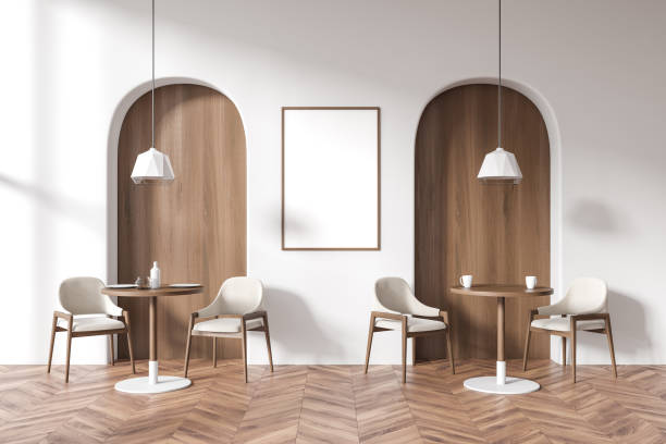 istock Stylish restaurant interior with seats and table, mockup frame 1471728612