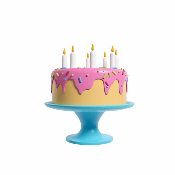 Full cake on a stand, white background stock photo