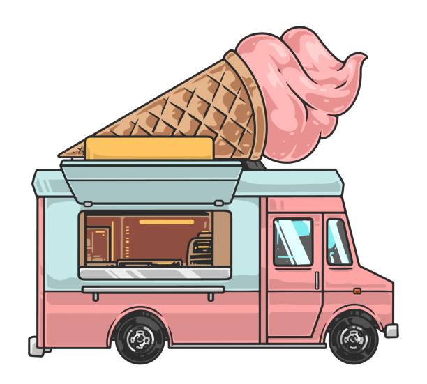 istock Ice cream truck sticker colorful 1471736075