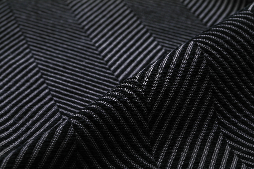 Black Fabric Background, Striped Dark Fabric, Textile