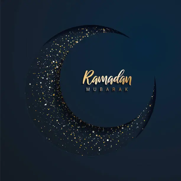 Vector illustration of Simple, elegant, glittering Ramadan moon