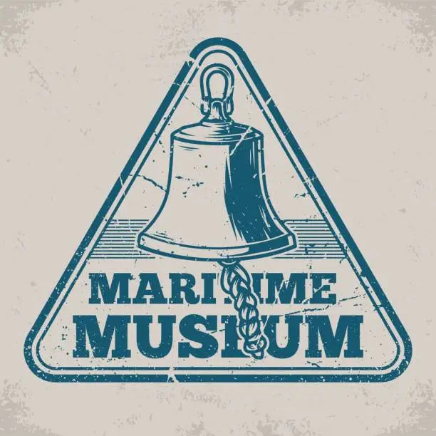 Vector illustration of Maritime museum vintage sticker monochrome