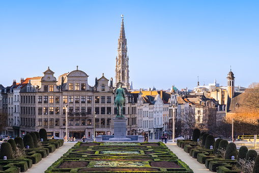 Brussels, Belgium, February 7, 2023; Mont des Arts in the historic center of the city of Brussels.