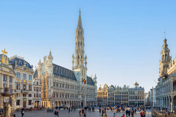 Market Square or Grand Place in Brussels. Brussels, Belgium, February 7, 2023; Market Square or Grand Place in Brussels. houses in brussels stock pictures, royalty-free photos & images