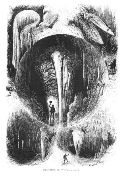 Weyer’s Cave Chambers, Staunton, Virginia, United States, Geography Weyer’s Cave Chambers, Staunton, Virginia, USA. Pen and pencil illustration engravings, published 1872. This edition edited by William Cullen Bryant is in my private collection. Copyright is in public domain. tower of babel stock illustrations