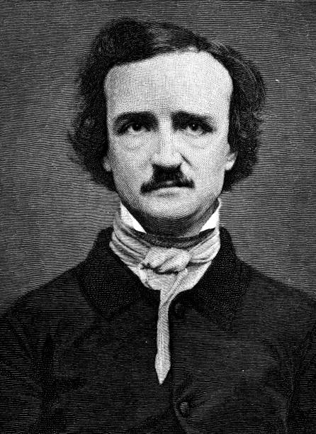 Edgar Allan Poe - 19th Century Portrait of Edgar Allan Poe (1809–1849). Vintage etching circa 19th century. edgar allan poe stock illustrations