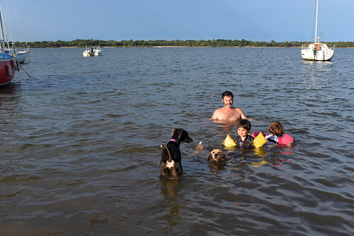 family on the beach