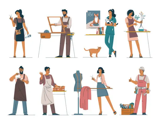 Vector illustration of Small business owners and professional