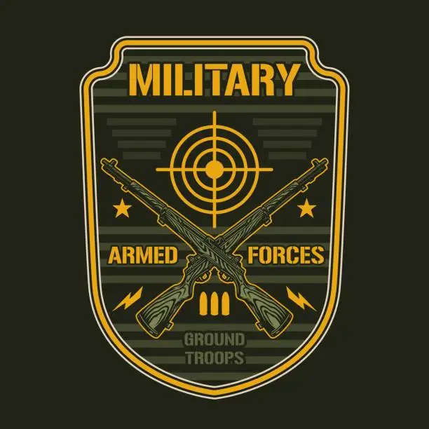 Vector illustration of Armed forces label colorful vintage