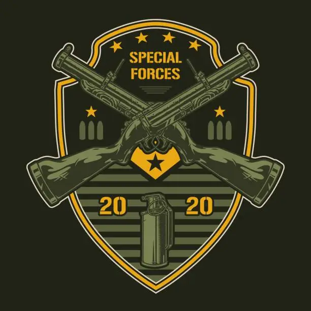 Vector illustration of Special forces vintage colorful logotype