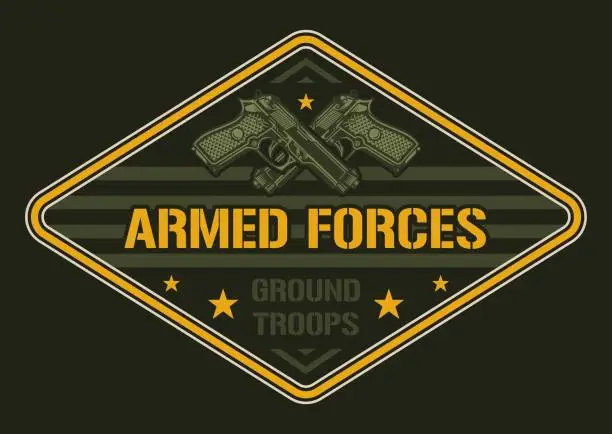 Vector illustration of Armed forces emblem colorful vintage