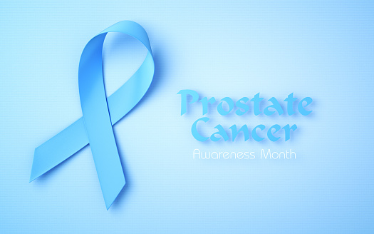 3d Render Awareness Blue Prostate Ribbon Folded, Sitting On The Blue Floor, Prostate can be used for important days such as cancer, awareness, mourning, grief, cancer