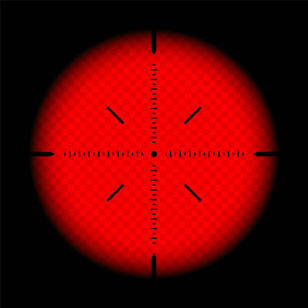 istock Various weapon thermal infrared sight, sniper rifle optical scope. Hunting gun viewfinder with crosshair. Aim, shooting mark symbol. Military target sign. Game UI element. Vector illustration 1471760747