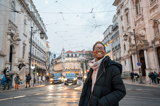 Tourist on vacation in the streets of Lisbon, Portugal