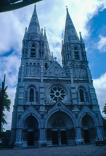 1980s old Positive Film scanned, the view of St Fin Barre's Cathedral, Cork City, County Cork, Ireland.