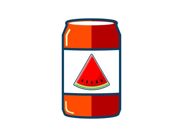 Vector illustration of Canned drink with watermelon inside