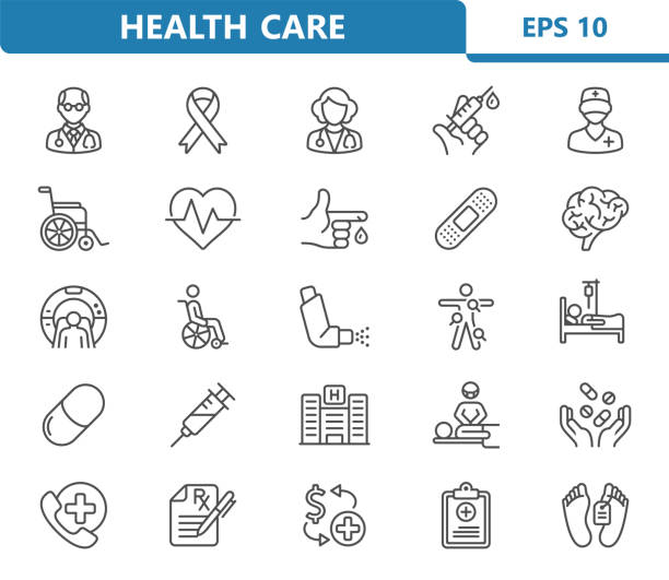 Healthcare Icons. Health Care, Medical, Hospital vector icon set. Healthcare Icons. Health Care, Medical, Hospital vector icon set.. Professional, pixel perfect icons optimized for both large and small resolutions. morgue stock illustrations