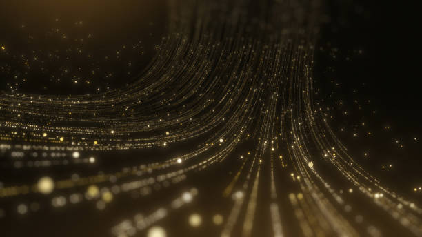 istock Gold lights rays stage scene for award winning event, abstract particle glitter 1471781309