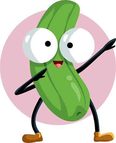 Cheerful veggie character moving and celebrating with a cute dance