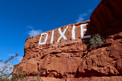 Iconic rock with Dixie written on it