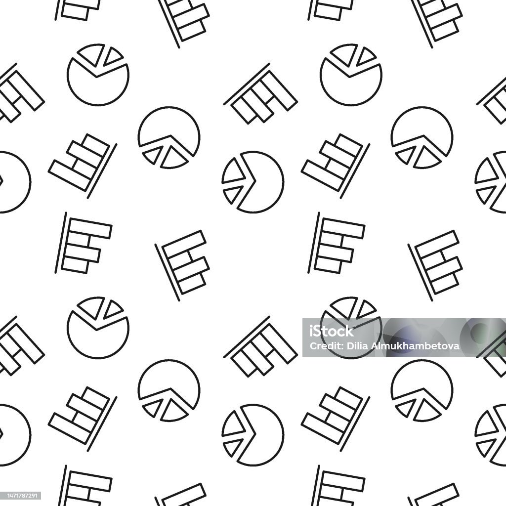 Pattern For Progress Seamless Vector Monochrome Pattern Of Progress Bar And Pie Chart For ...