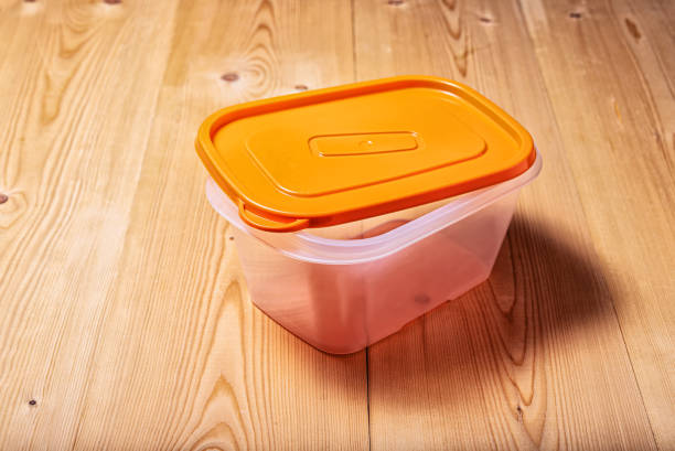 istock Plastic food container on a wooden table 1471794623