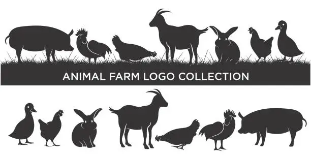 Vector illustration of set of livestock Farm animal logo inspiration, Vector illustration.