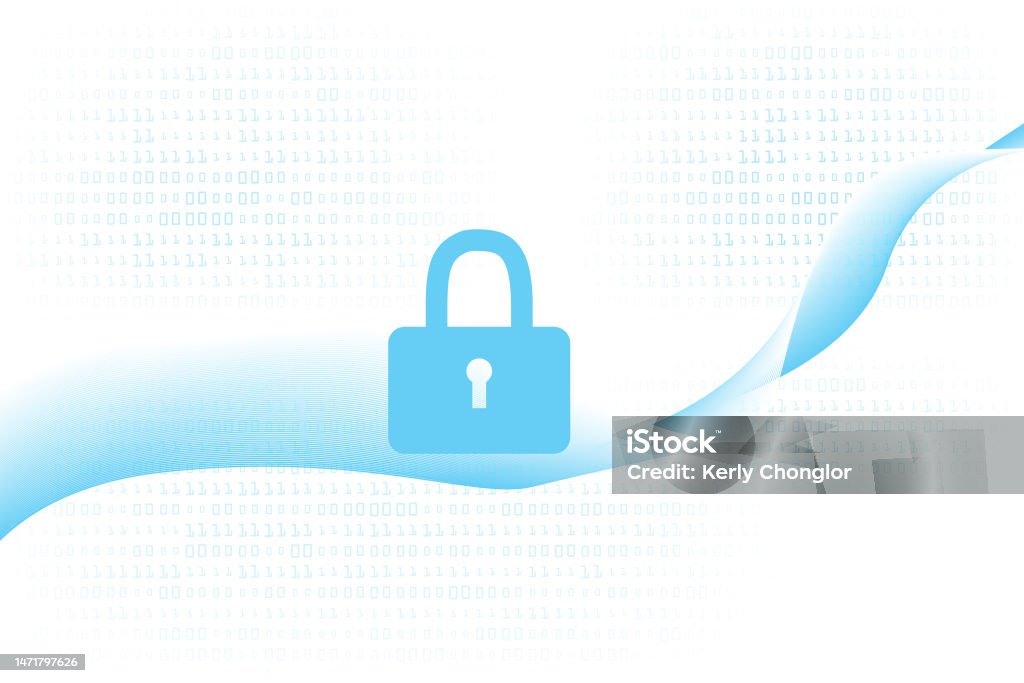 Digital Lines With Padlock On Binary Code Abstract Background Stock ...