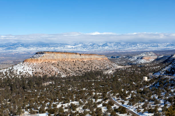 View from Anderson Overlook, Los Alamos, New Mexico stock photo