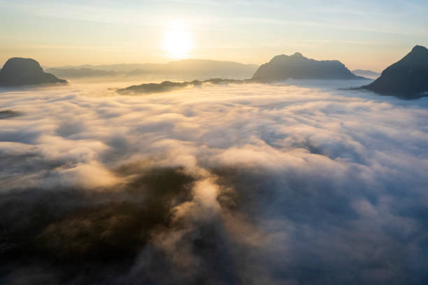 istock Top view Landscape of Morning Mist with Mountain Layer at Meuang Feuang 1471800607