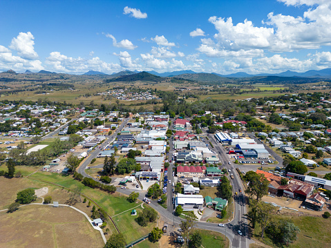 Aerial view of Scenic Rim town of Boonah, Queensland, Australia