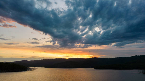 Dramatic sunset at Hinze Dam, Gold Coast, Queensland