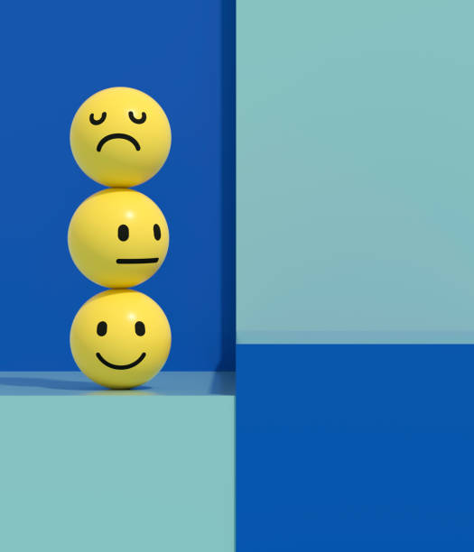 istock Emoji with smiley, sad and neutral face on podium 1471807546