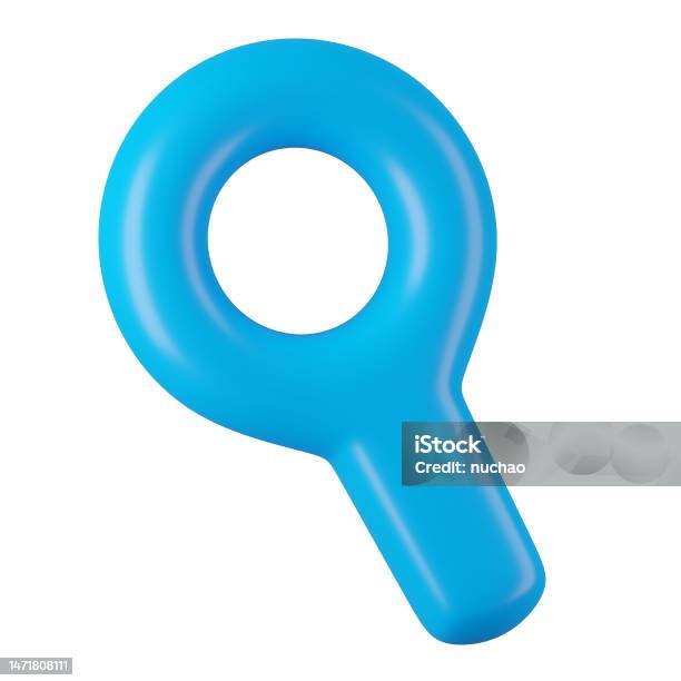 3d Render Of Blue Magnifying Glass Icon Stock Photo - Download Image Now - Analyzing, Business, Color Image