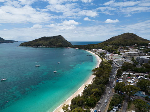 Nelson Bay Beach Landscape Aerial Photography. Coastline of the Central Coast New South Wales.