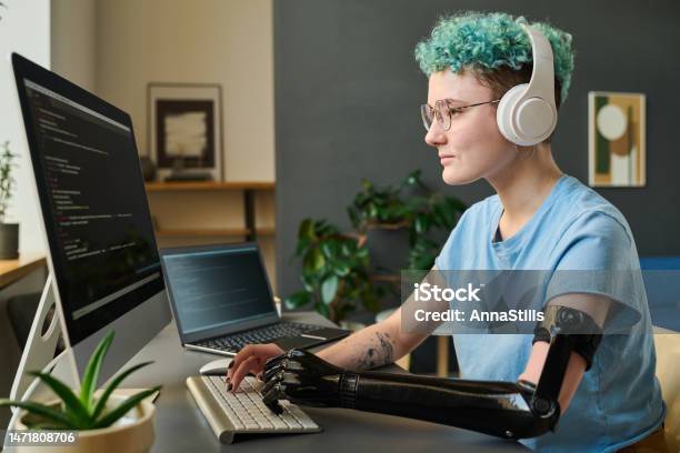 Young Developer Typing Security Codes On Computer Stock Photo ...