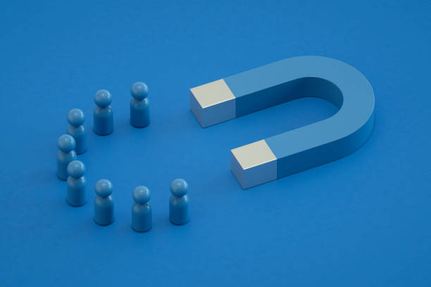 3D Rendering Of Magnet with Group of Pawn People.