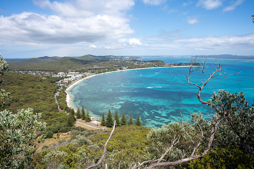 Nelson Bay Beach Landscape Aerial Photography. Coastline of the Central Coast New South Wales.