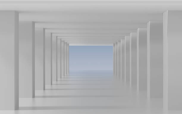 istock Exhibition Stage White Tunnel Corridor Background 1471811014