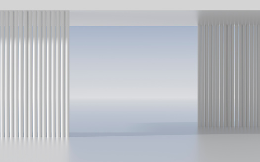 Exhibition Stage White Background, 3d render