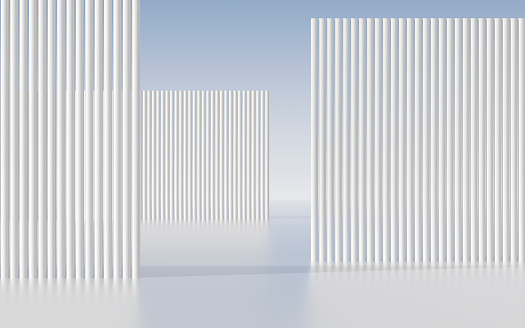 Exhibition Stage White Background, 3d render